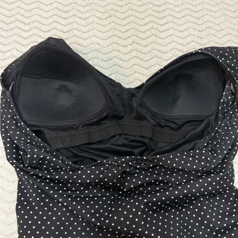 Miraclesuit Black White Polka Dot Padded One Piece Swimsuit Sz 16W